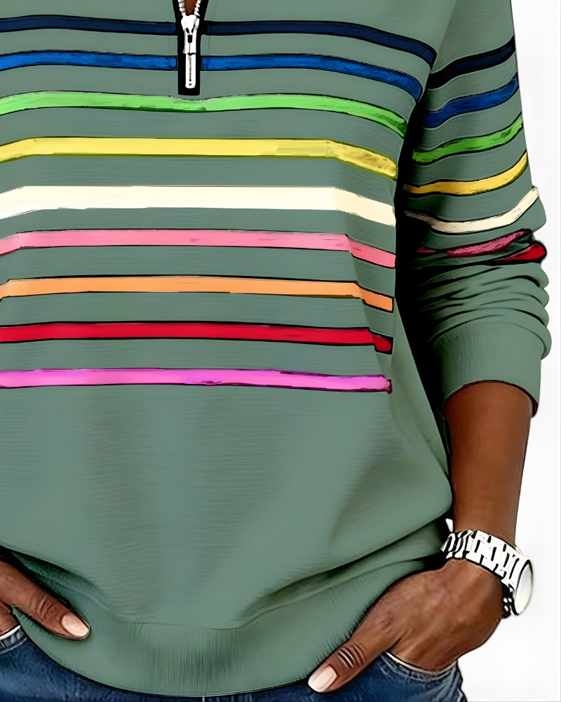 EVELINA STRIPED QUARTER ZIP
