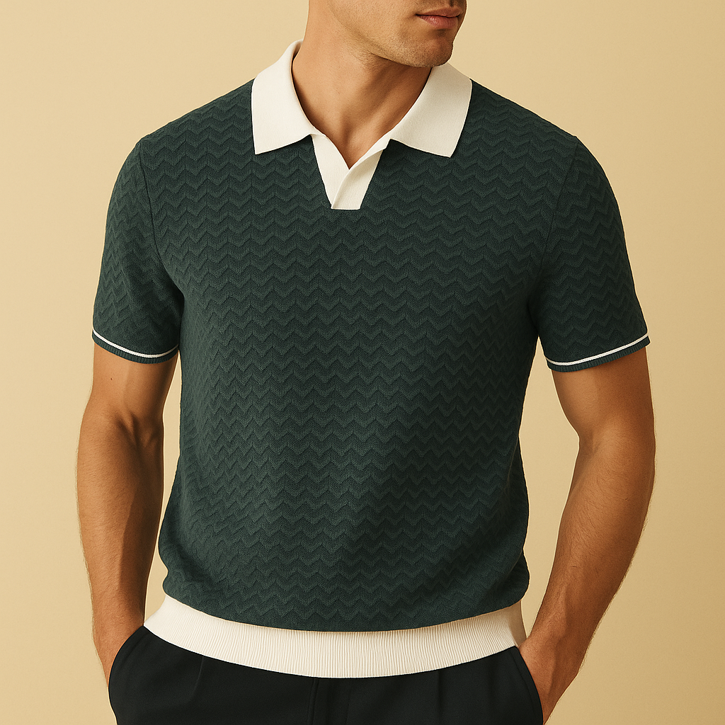 DE LUCA RIPPLE WEAVE POLO SHIRT