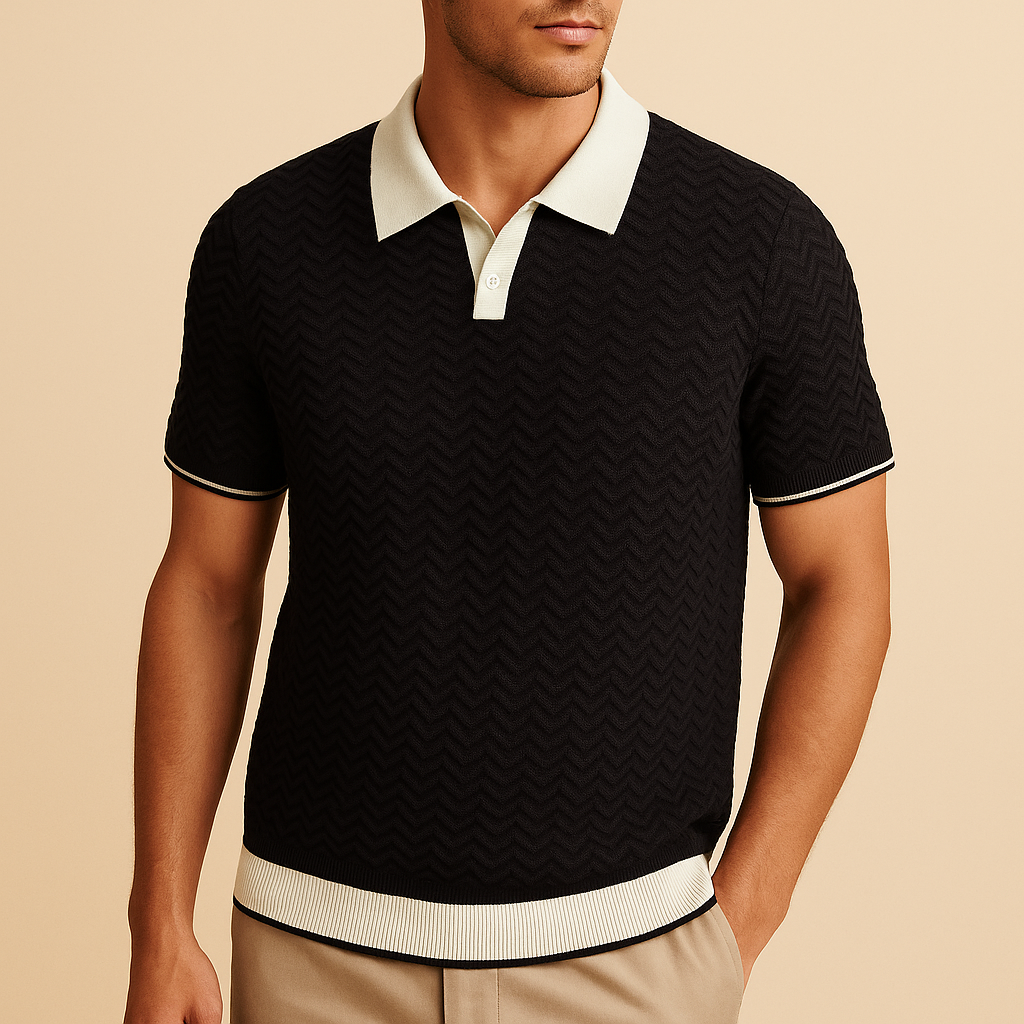 DE LUCA RIPPLE WEAVE POLO SHIRT