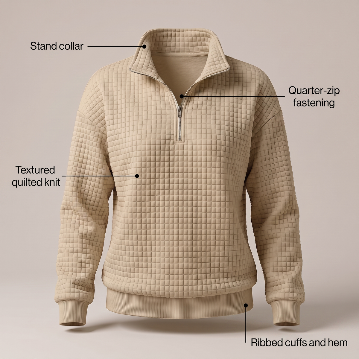 ROSALIE TEXTURED ZIP SWEATER