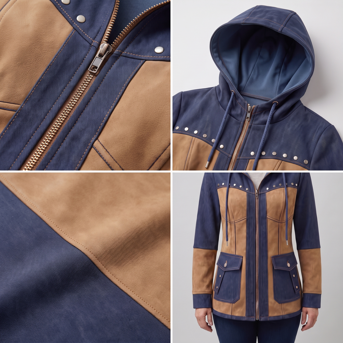 CONTRAST PANEL HOODED JACKET