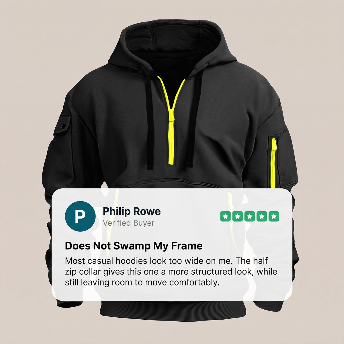 HALF ZIP UTILITY HOODIE