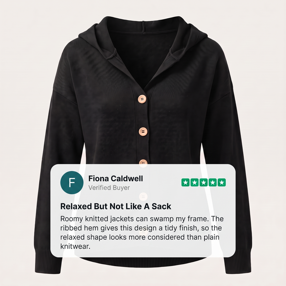 BUTTONED HOOD KNIT TOP