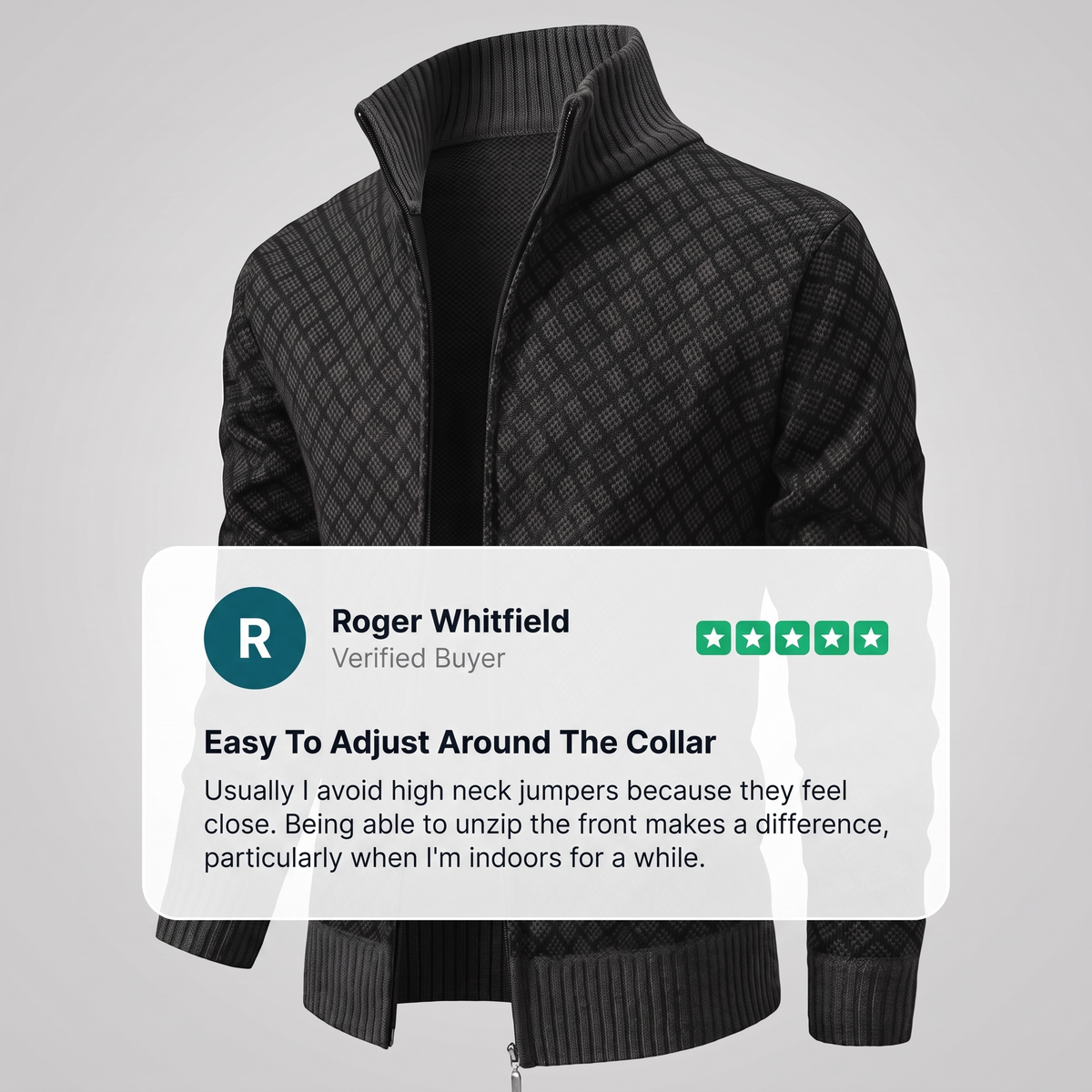 JACQUARD FUNNEL NECK JUMPER