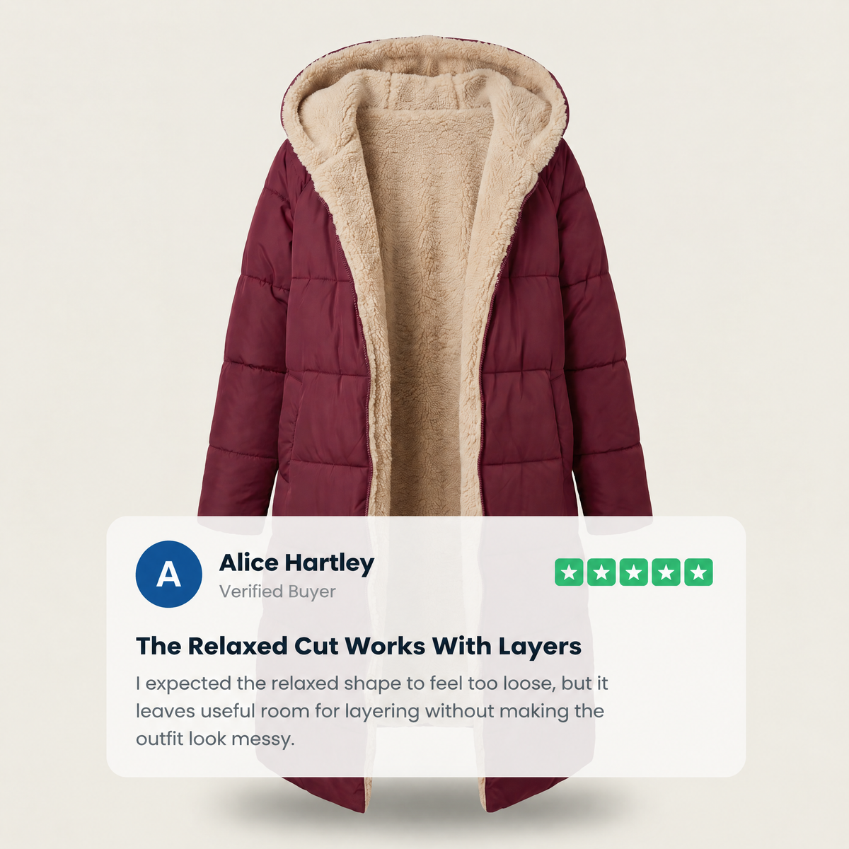 BORG TRIM LONGLINE PUFFER COAT