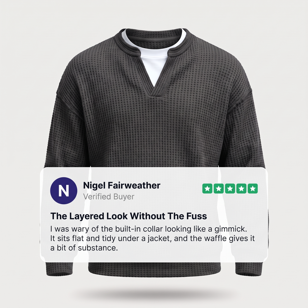 WAFFLE STITCH SPLIT NECK JUMPER