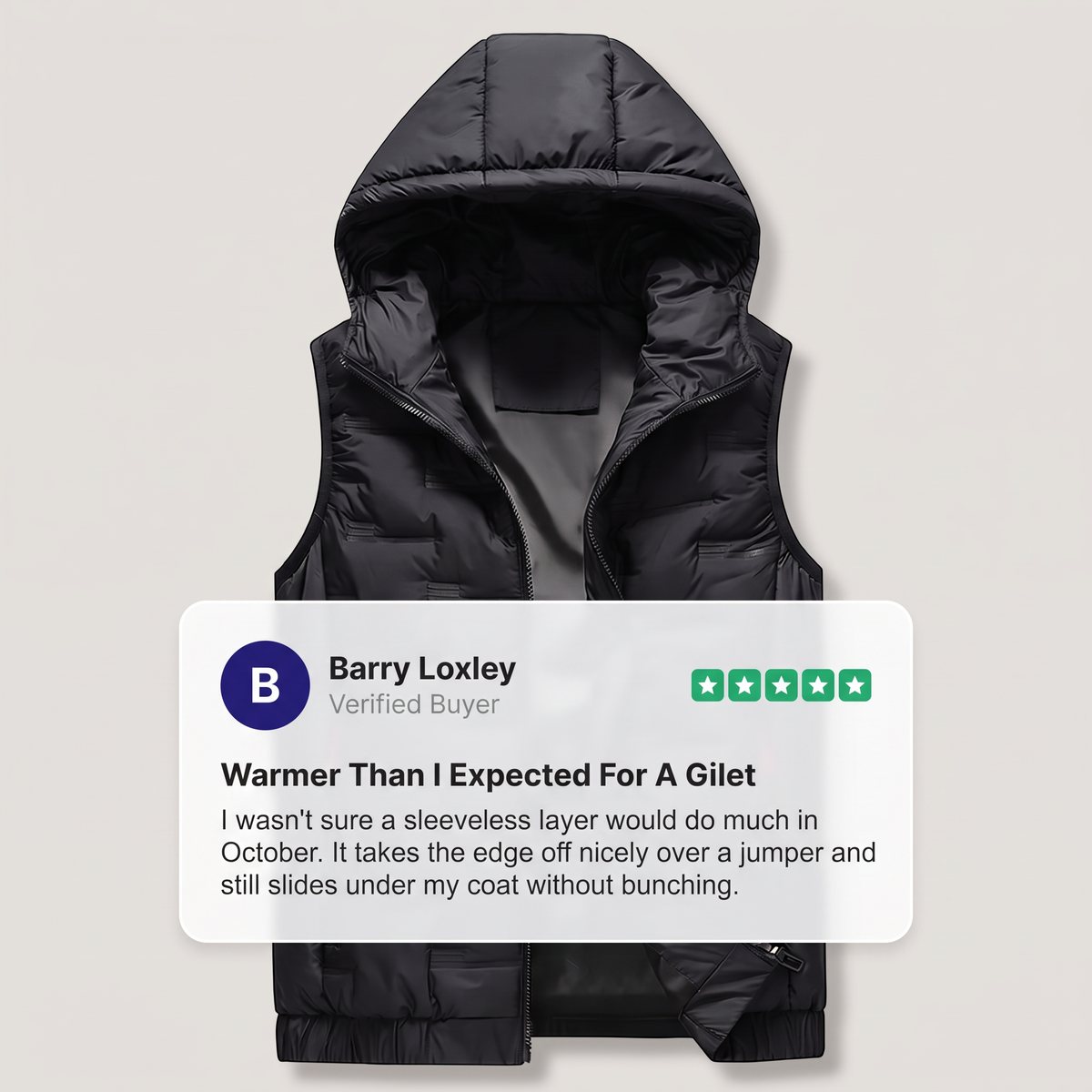 HOODED QUILTED GILET