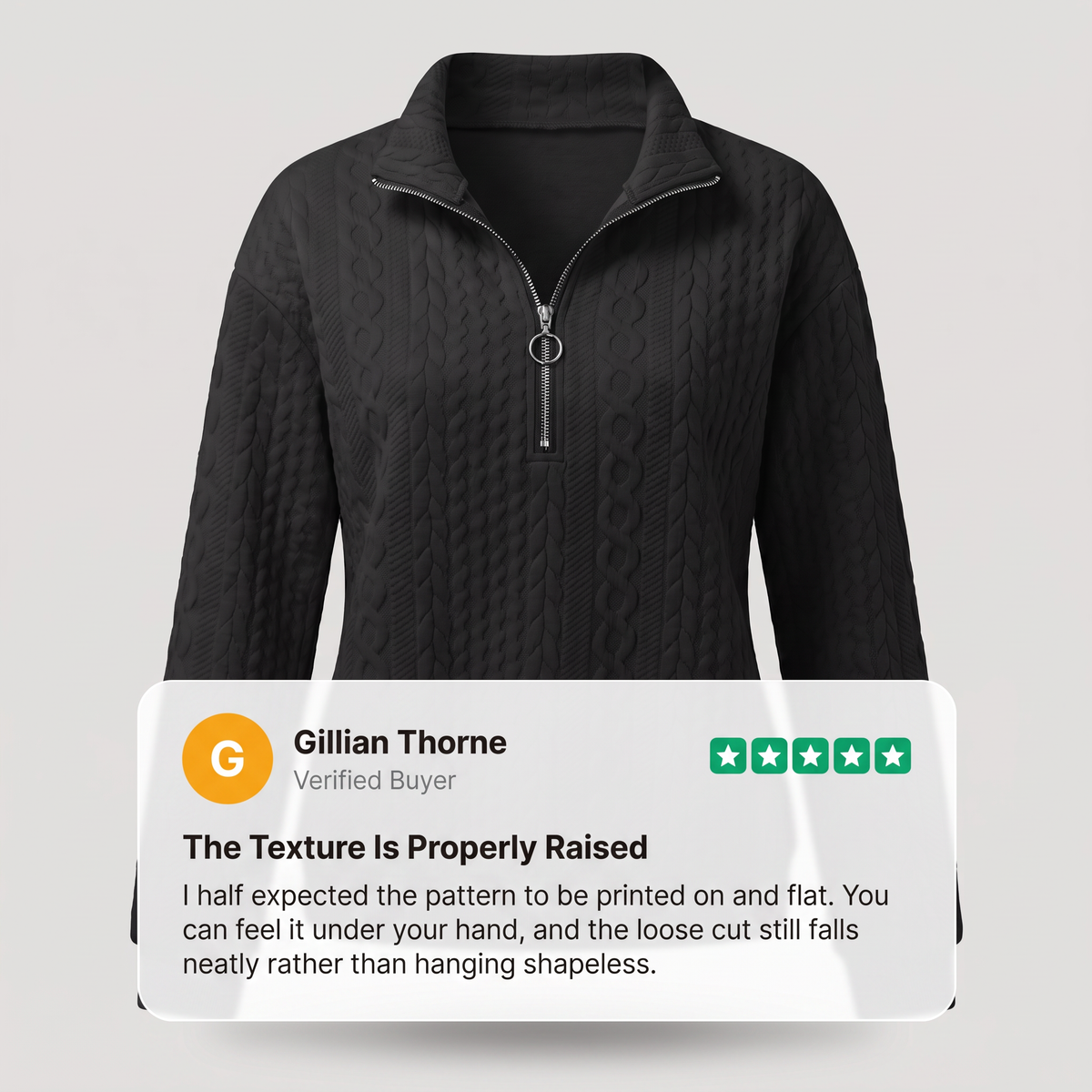 CABLE TEXTURE HALF ZIP JUMPER