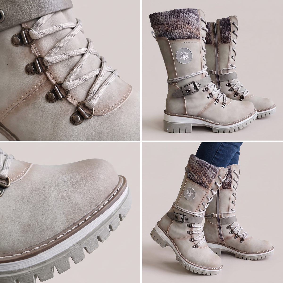 KNITTED CUFF SNOW BOOTS