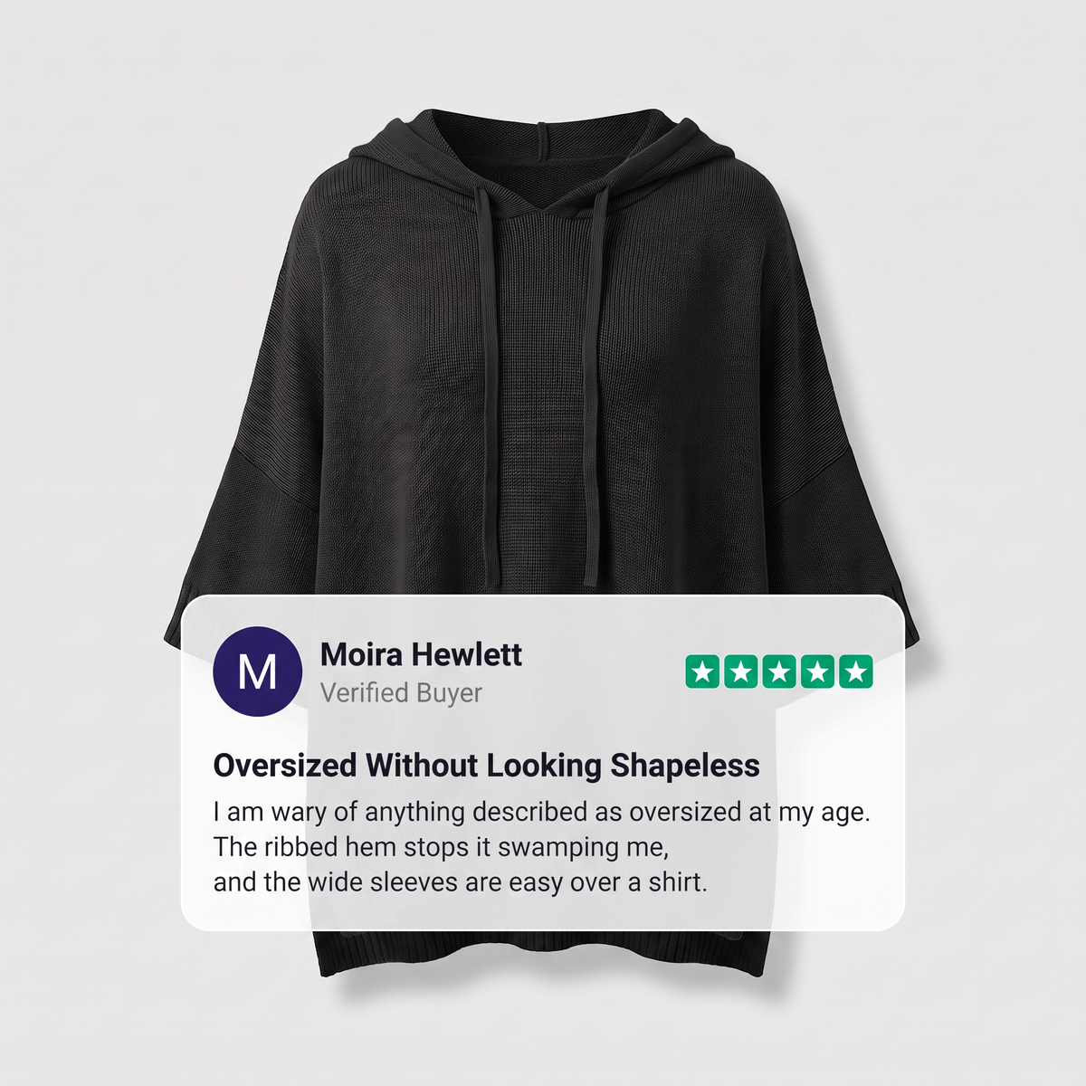 BATWING HOODED KNIT CAPE