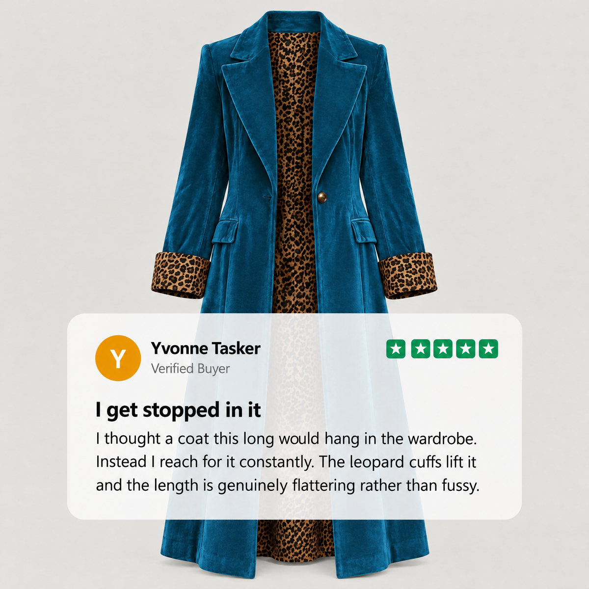 LEOPARD LINED VELVET LONG COAT