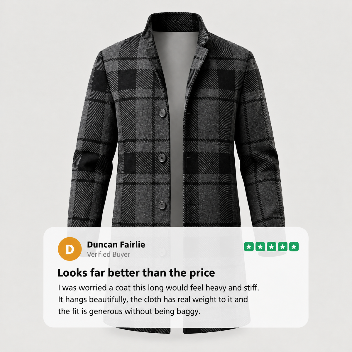 TAILORED CHECK WALKING COAT