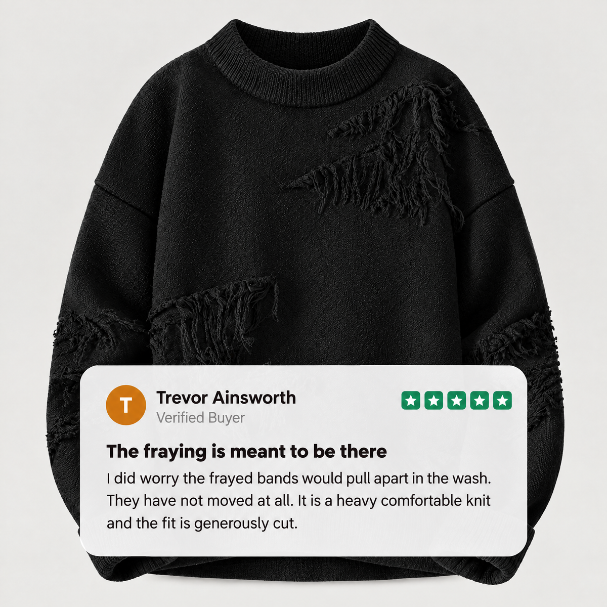 DISTRESSED FRINGE KNIT JUMPER