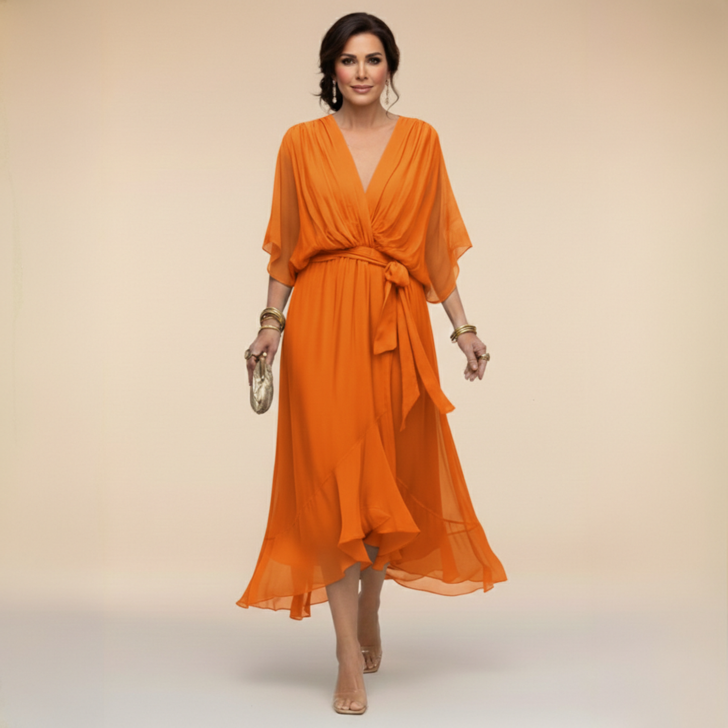 ISABELLA V-NECK CHIFFON DRESS