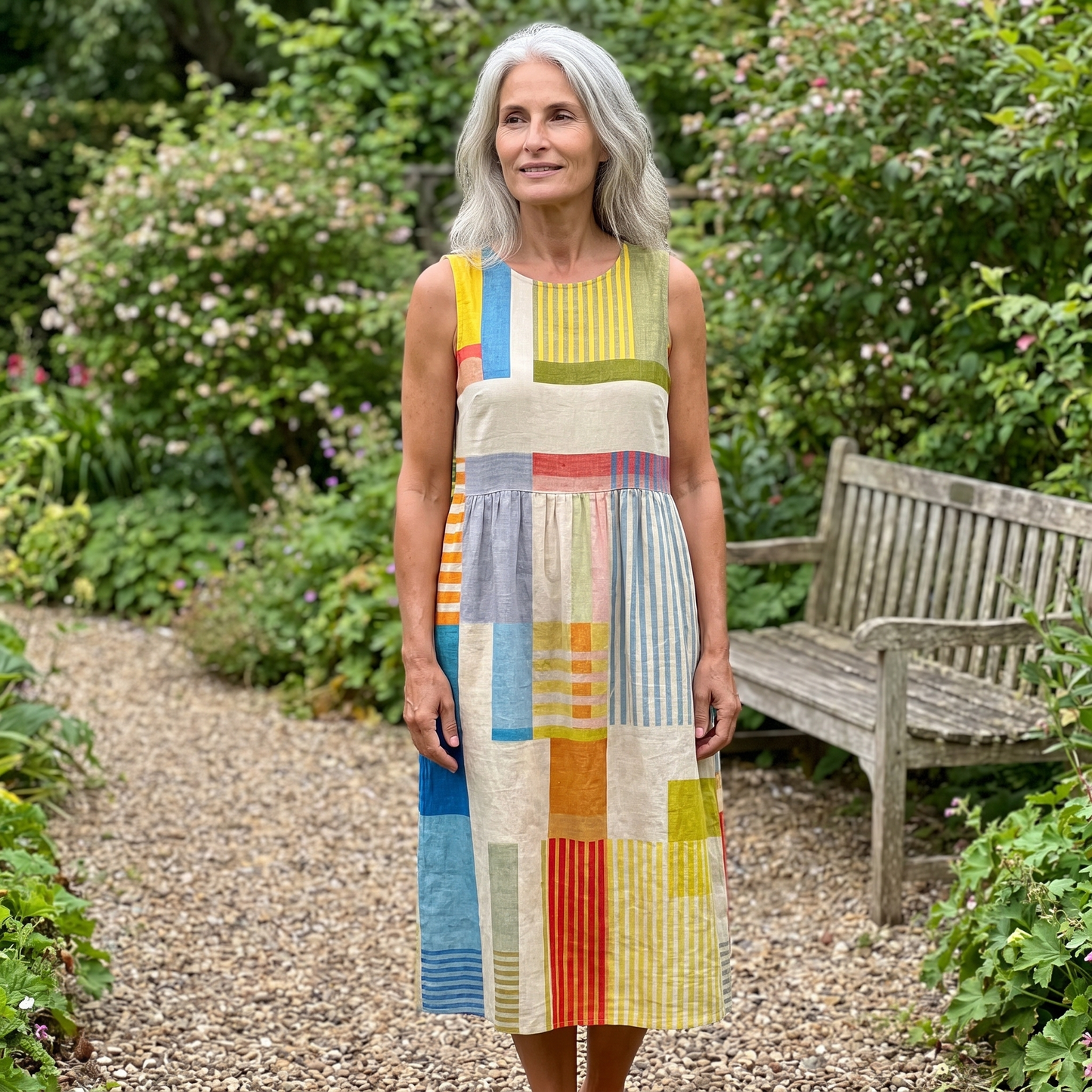 DELPHINE ARTISTIC-PRINT MIDI DRESS