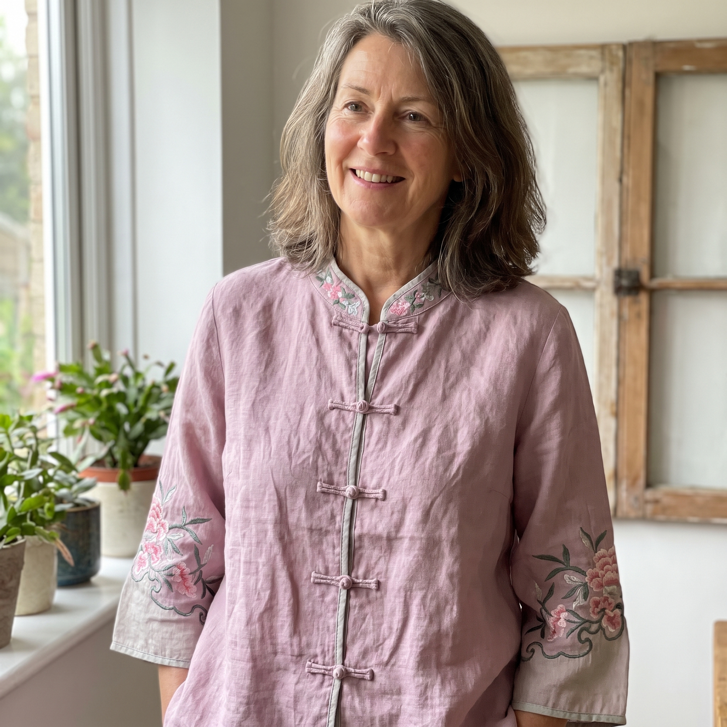 MARCOMBE FLARE-CUFF EMBROIDERED BLOUSE