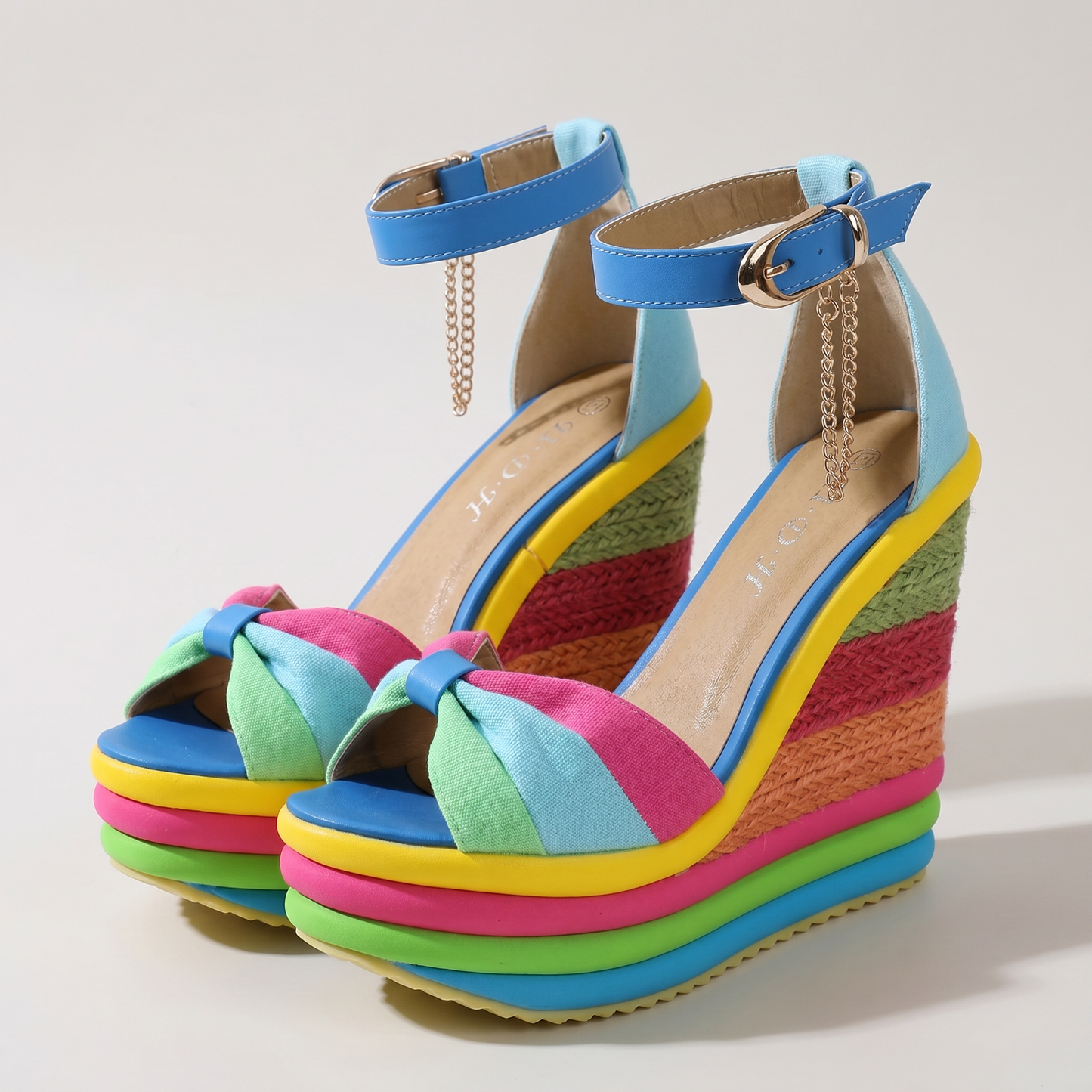DORCHESTER ANKLE-WRAP WEDGE SANDALS