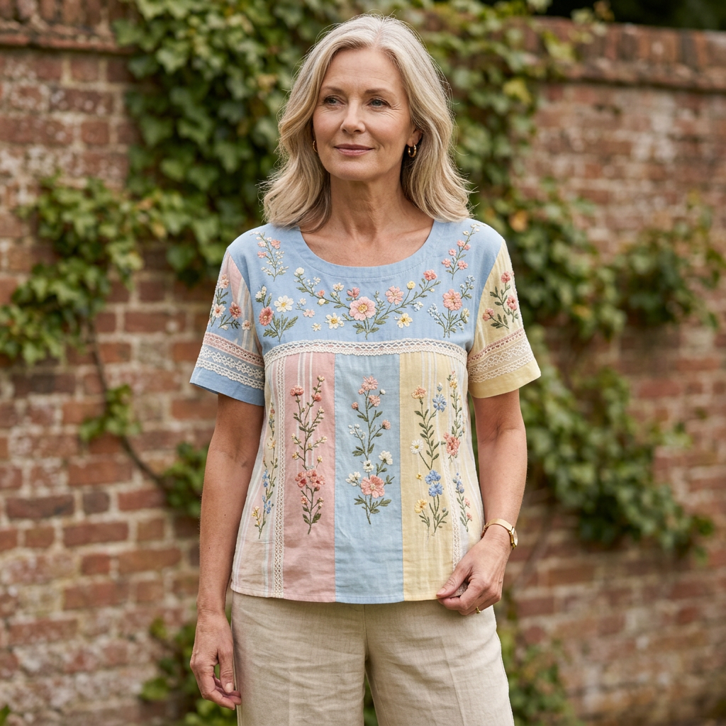 ROSEBOURNE LACE-TRIM SUMMER TOP