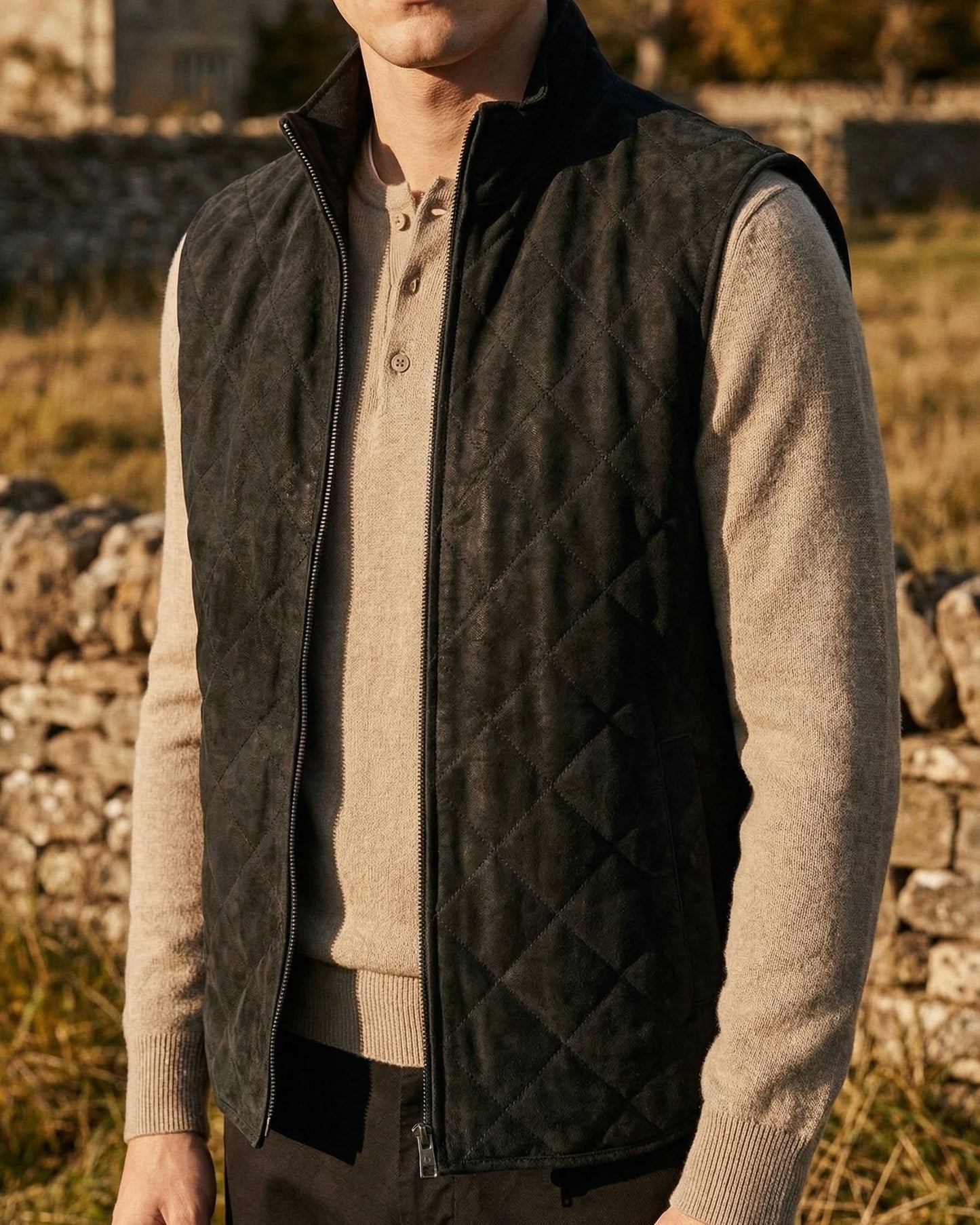 GIO QUILTED SUEDE VEST