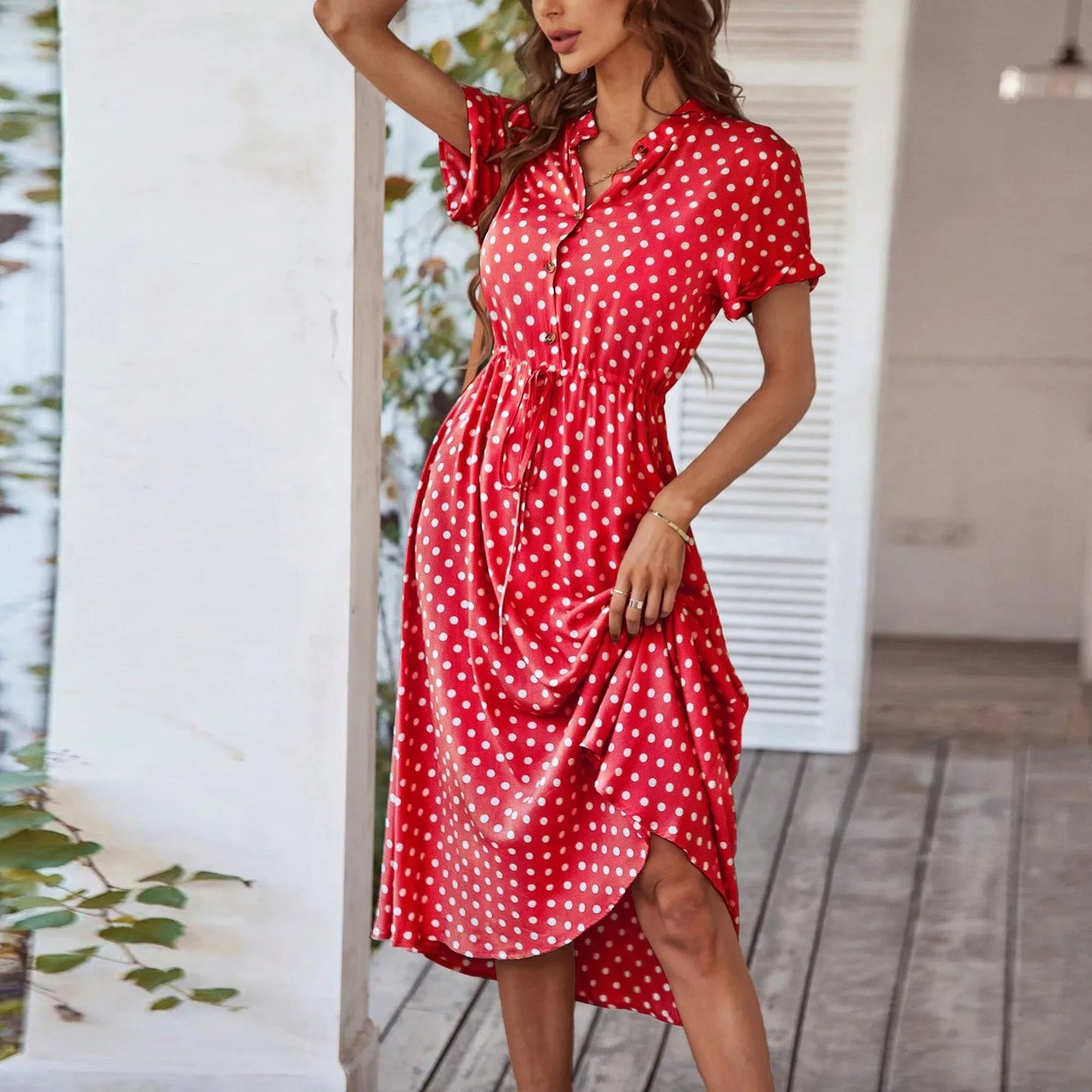 MARISOL POLKA DOT MIDI DRESS