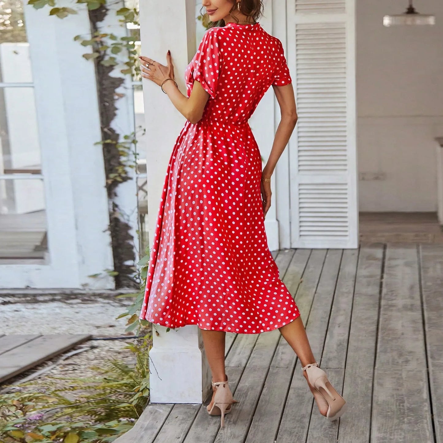 MARISOL POLKA DOT MIDI DRESS