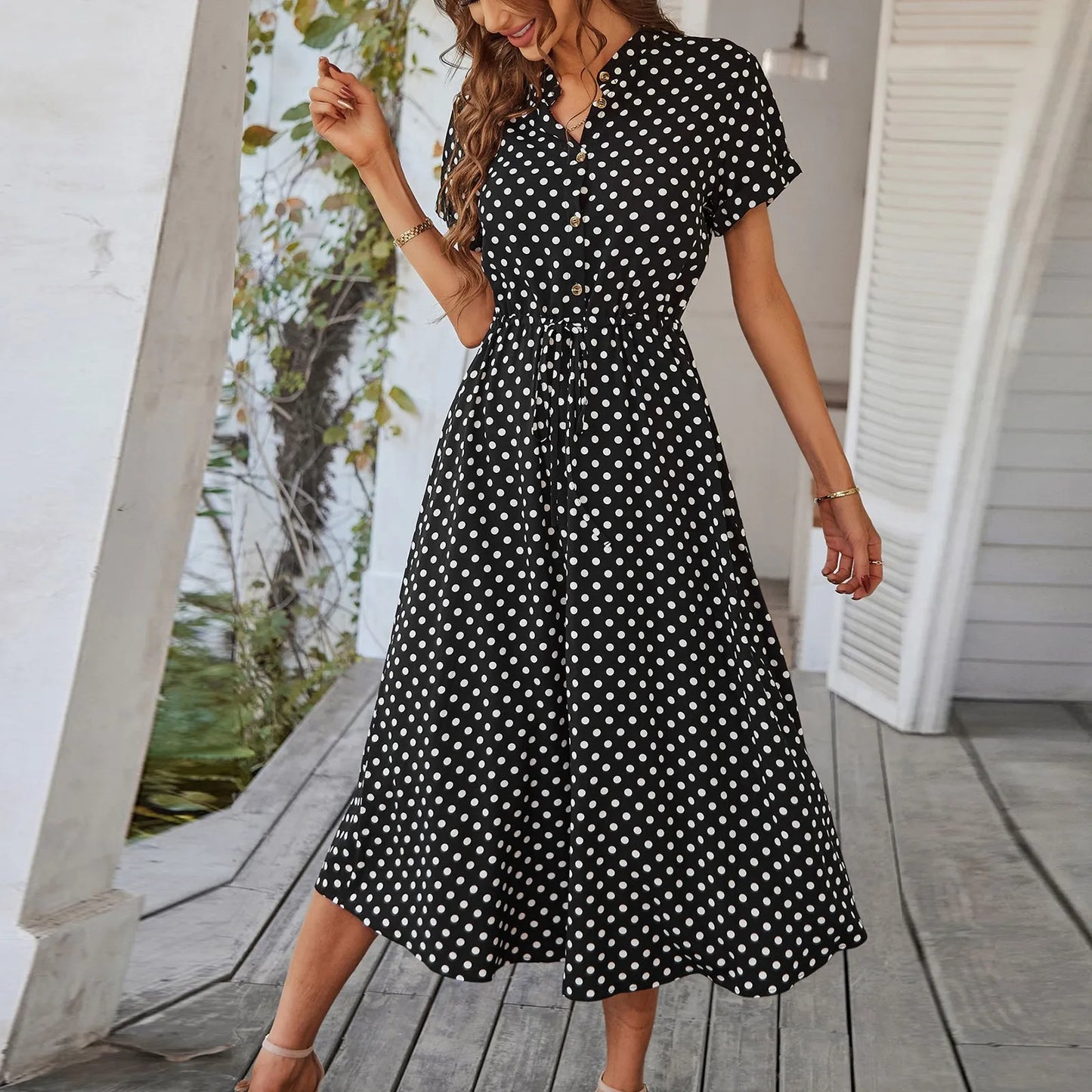 MARISOL POLKA DOT MIDI DRESS