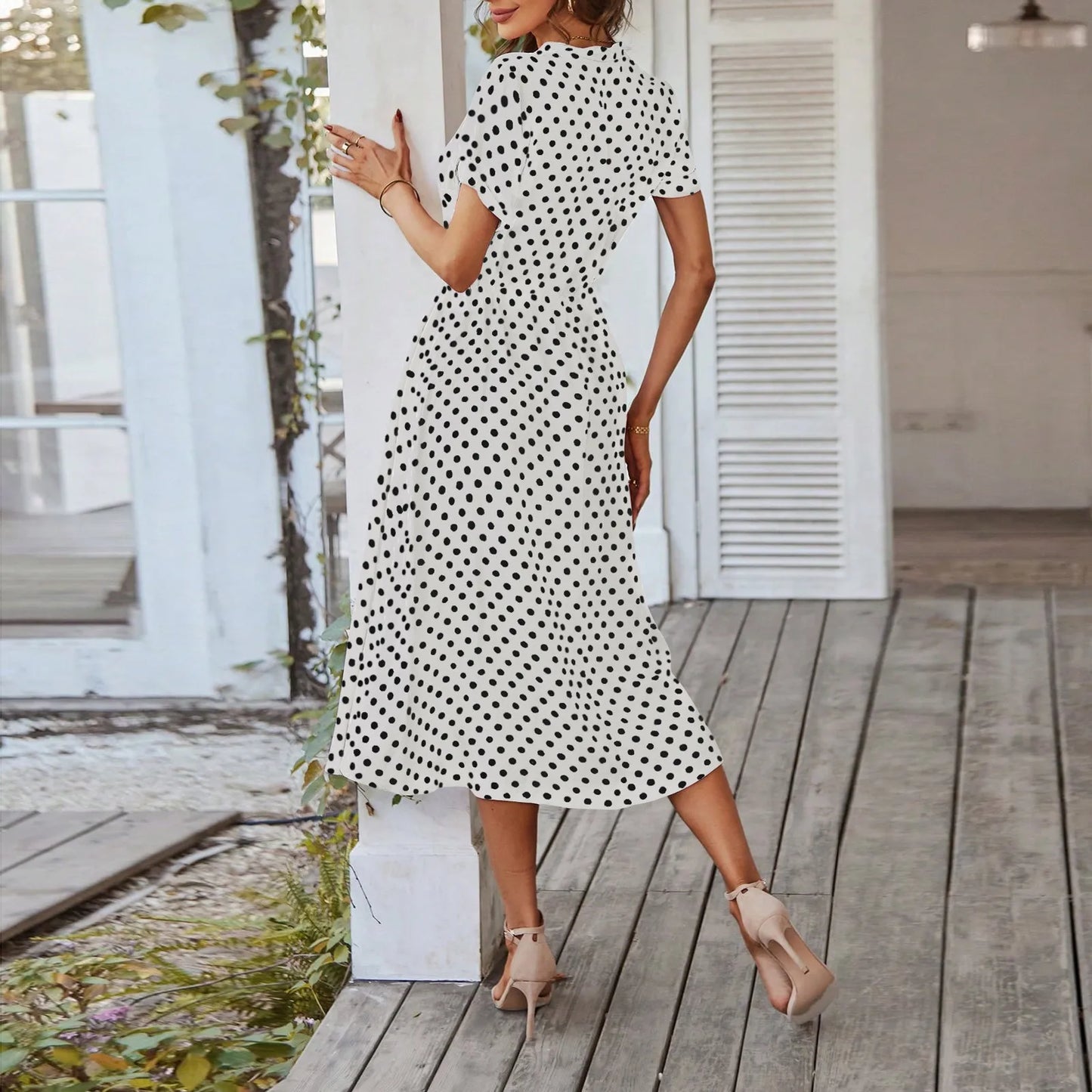 MARISOL POLKA DOT MIDI DRESS