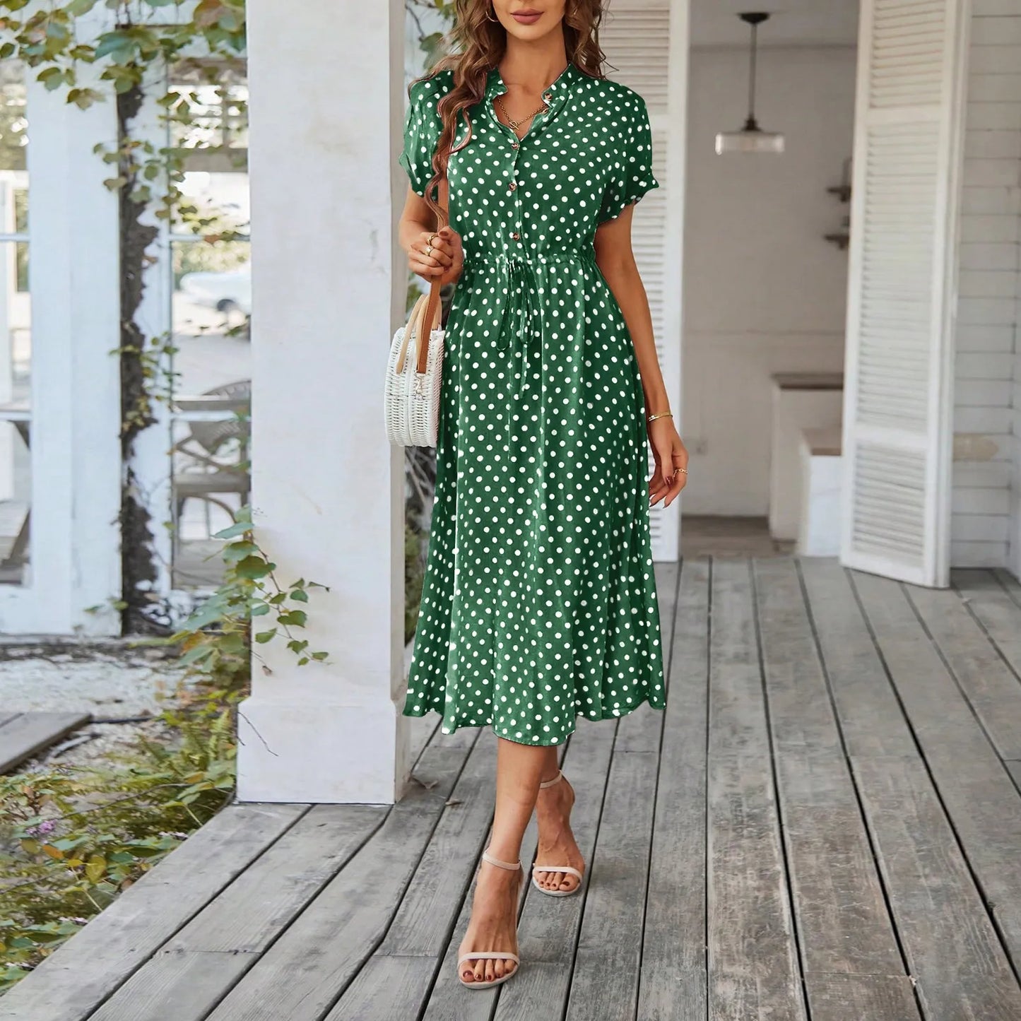 MARISOL POLKA DOT MIDI DRESS