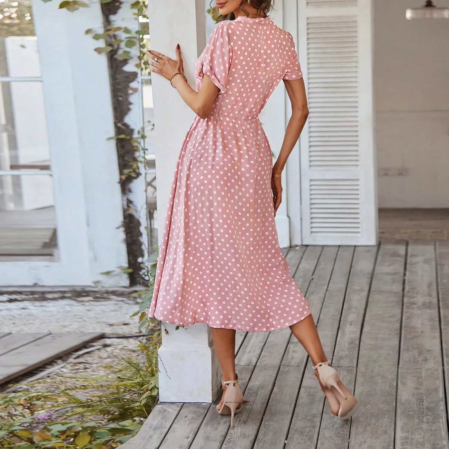 MARISOL POLKA DOT MIDI DRESS