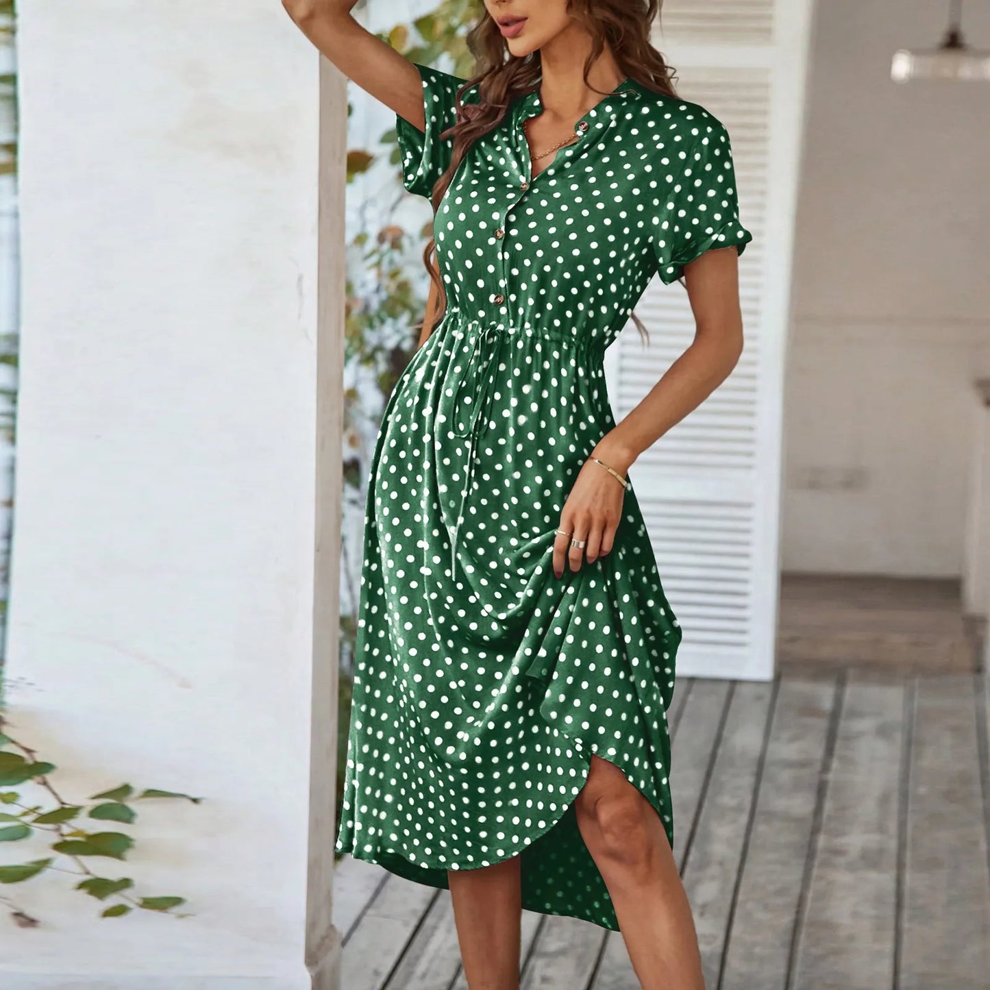 MARISOL POLKA DOT MIDI DRESS
