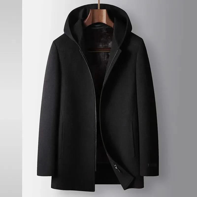100% WOOLEN HOODED COAT