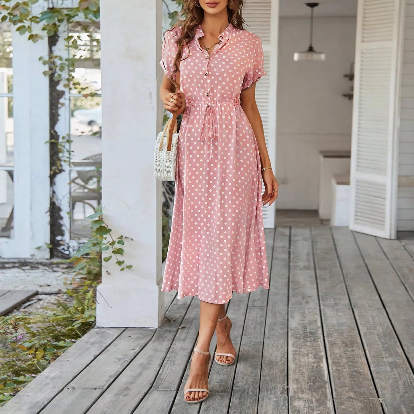 MARISOL POLKA DOT MIDI DRESS