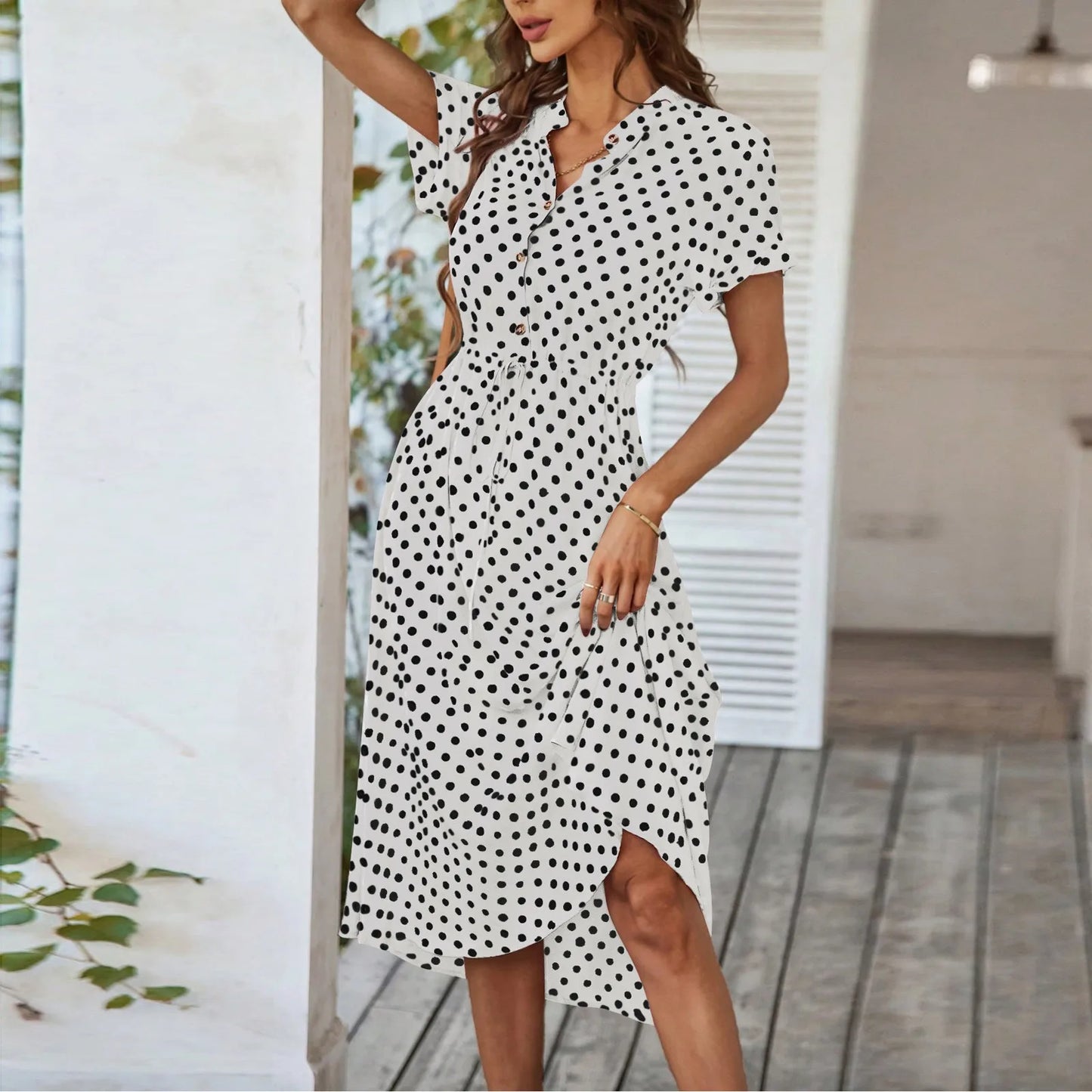 MARISOL POLKA DOT MIDI DRESS