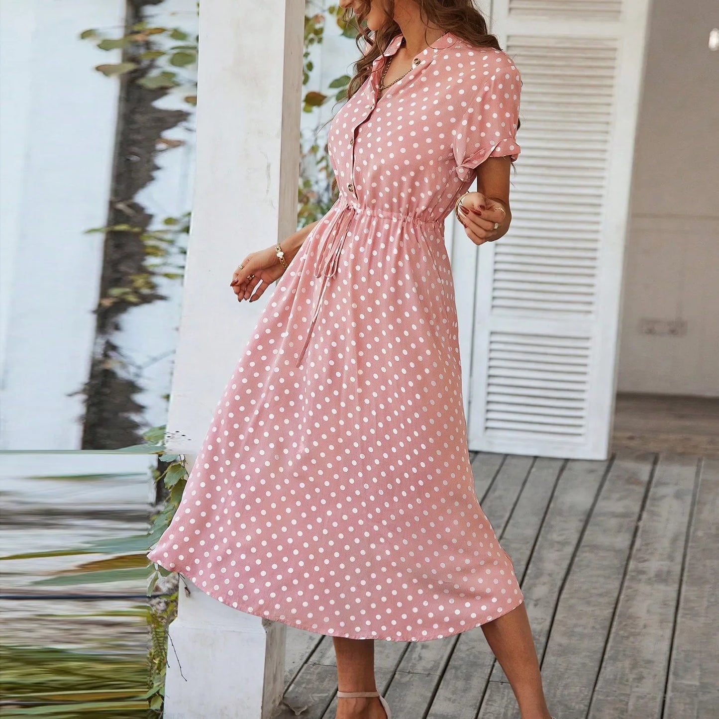 MARISOL POLKA DOT MIDI DRESS