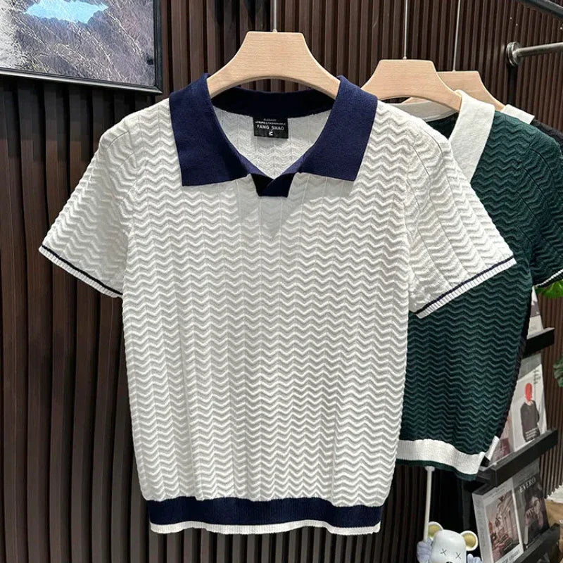 DE LUCA RIPPLE WEAVE POLO SHIRT