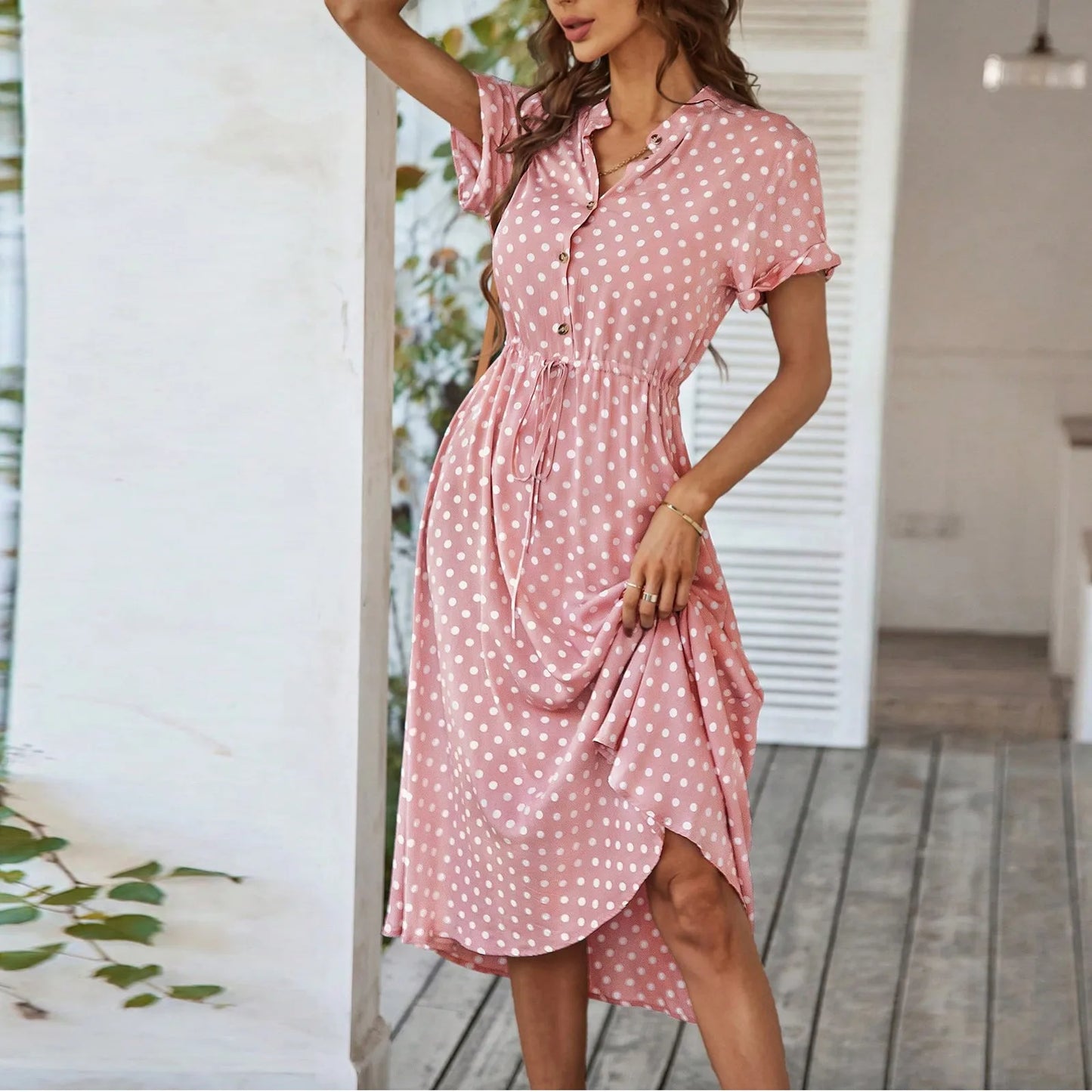 MARISOL POLKA DOT MIDI DRESS