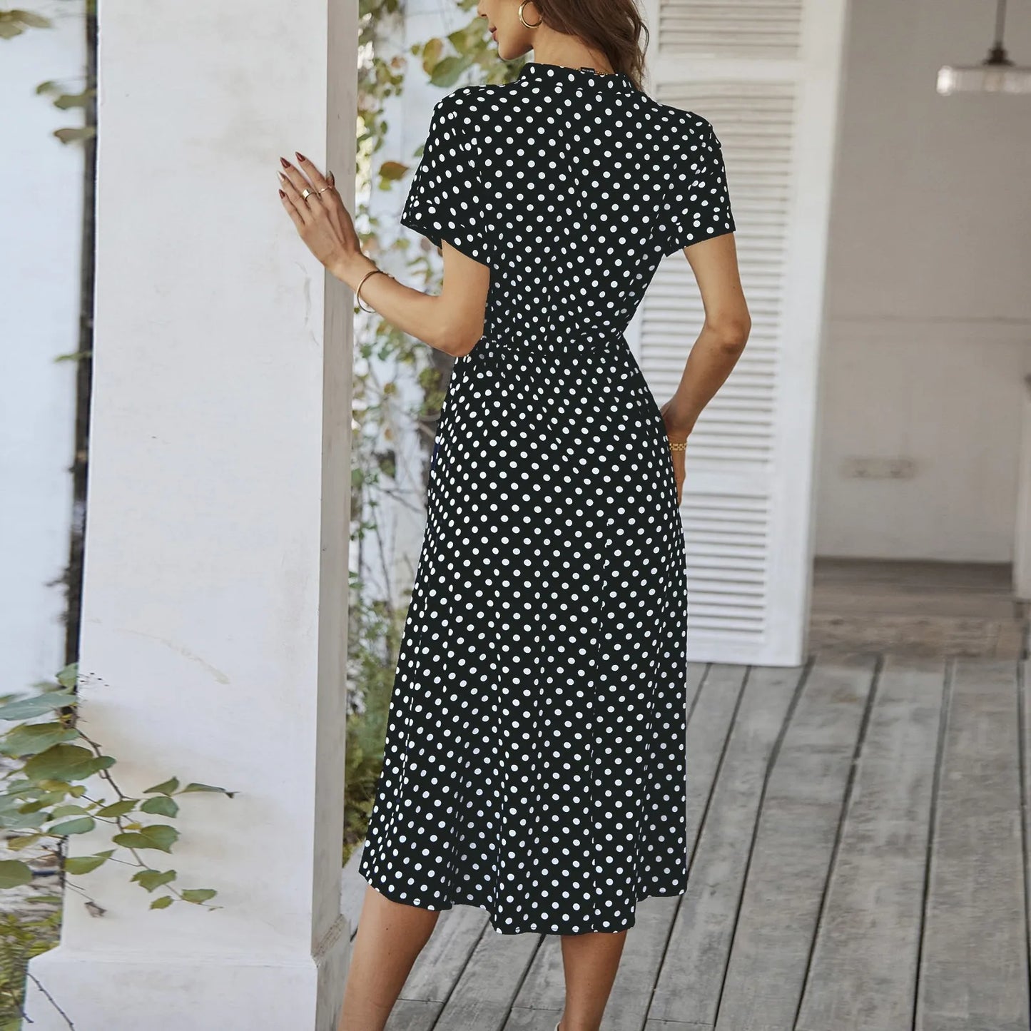 MARISOL POLKA DOT MIDI DRESS
