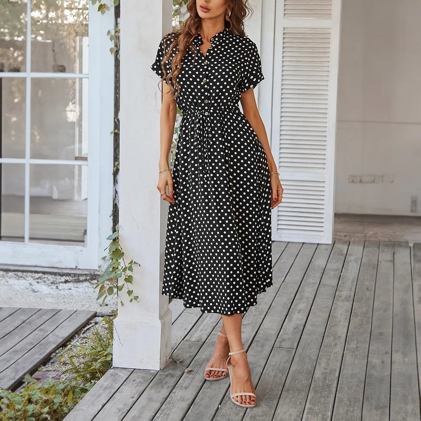 MARISOL POLKA DOT MIDI DRESS