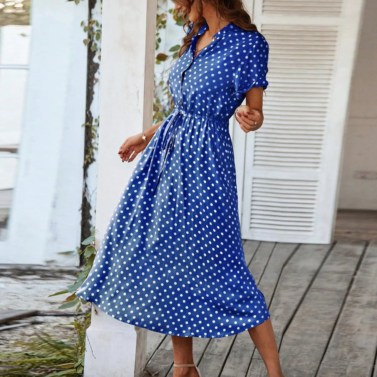 MARISOL POLKA DOT MIDI DRESS