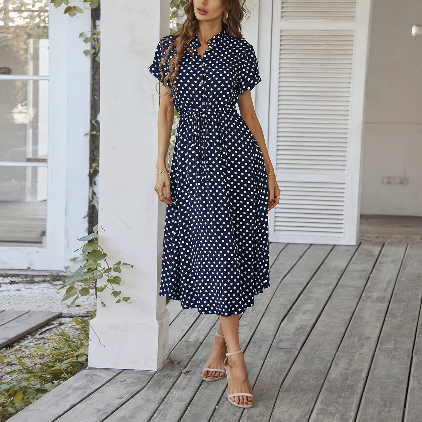 MARISOL POLKA DOT MIDI DRESS
