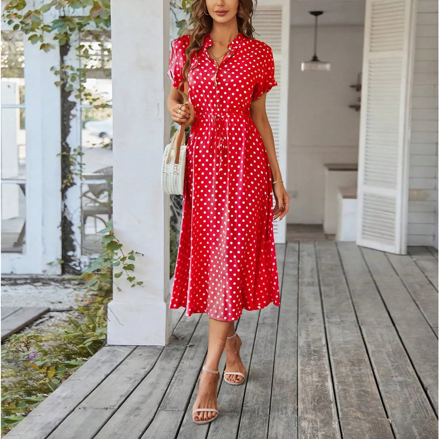 MARISOL POLKA DOT MIDI DRESS