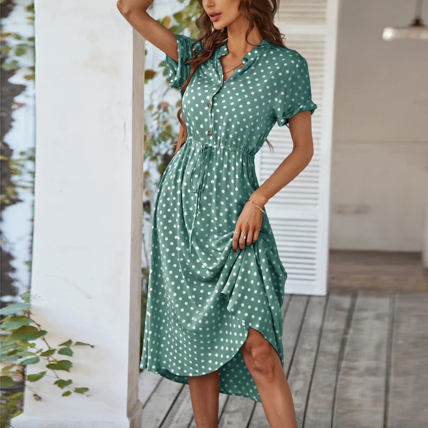 MARISOL POLKA DOT MIDI DRESS
