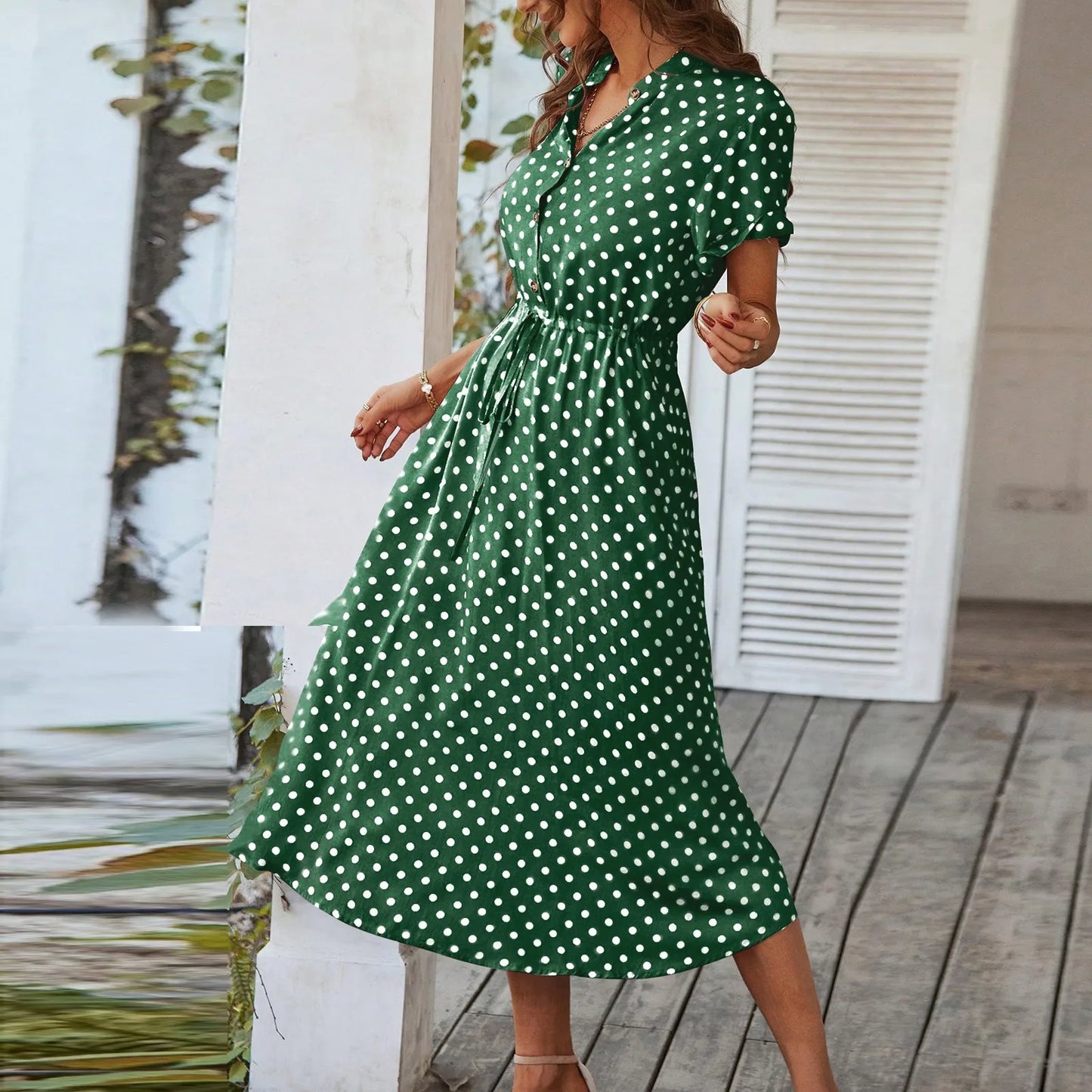 MARISOL POLKA DOT MIDI DRESS