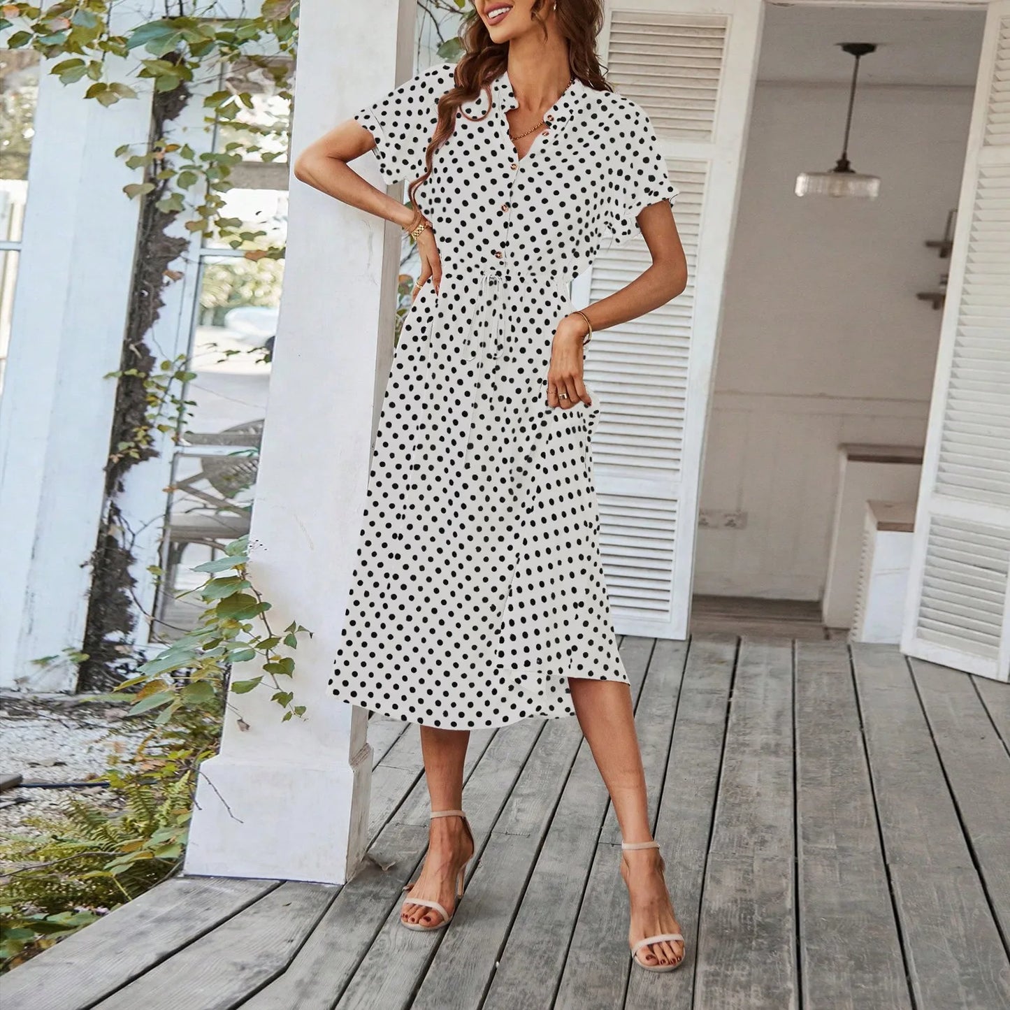 MARISOL POLKA DOT MIDI DRESS