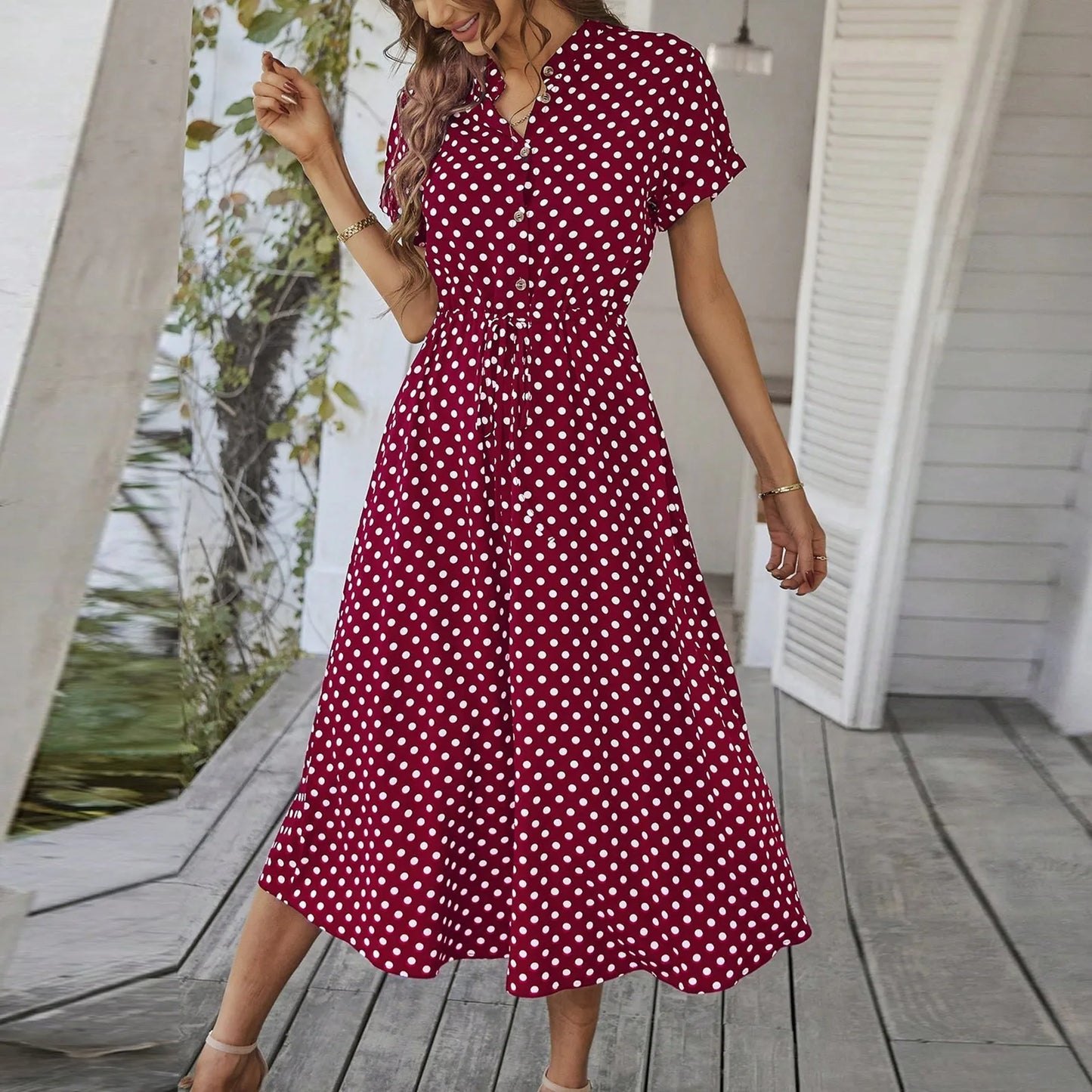 MARISOL POLKA DOT MIDI DRESS