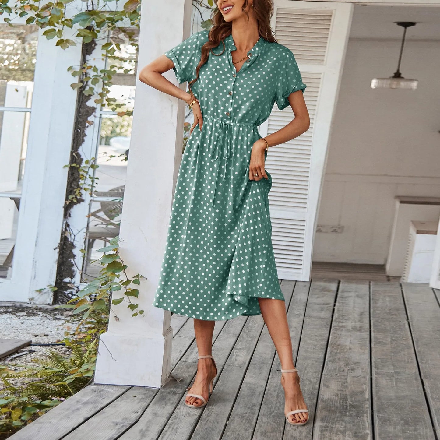 MARISOL POLKA DOT MIDI DRESS
