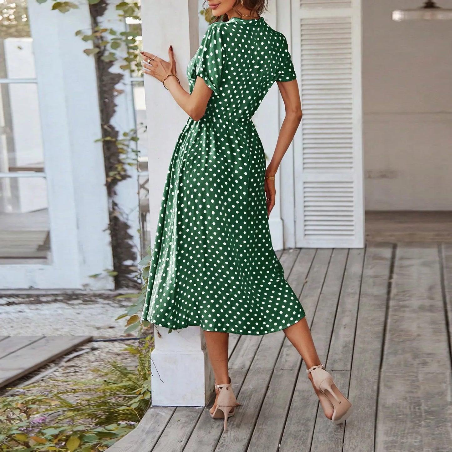 MARISOL POLKA DOT MIDI DRESS