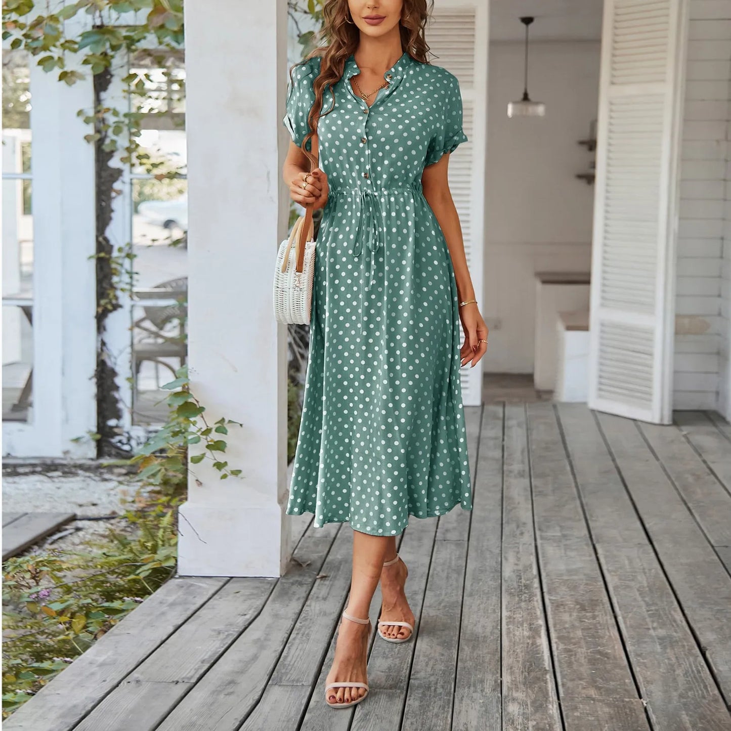 MARISOL POLKA DOT MIDI DRESS