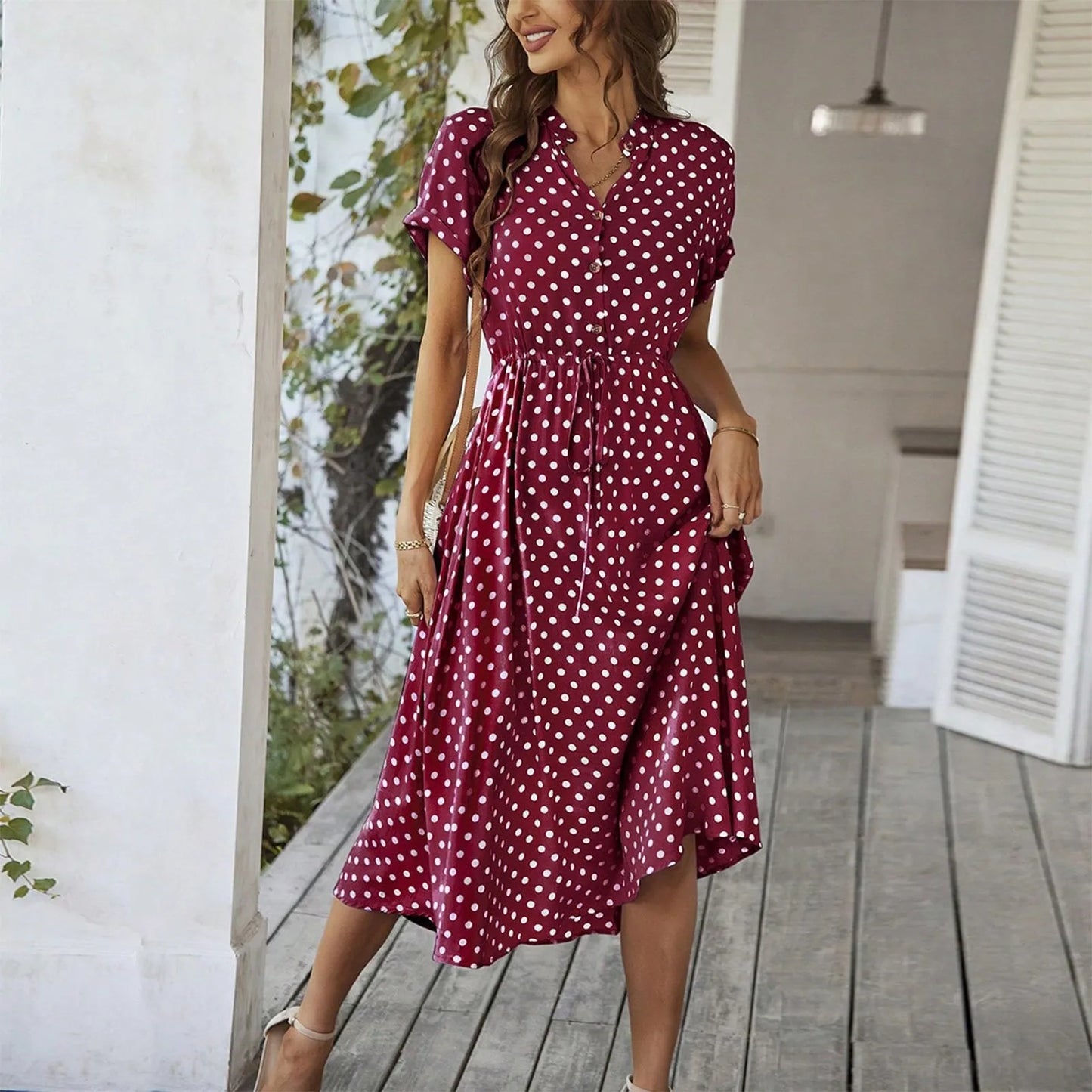 MARISOL POLKA DOT MIDI DRESS
