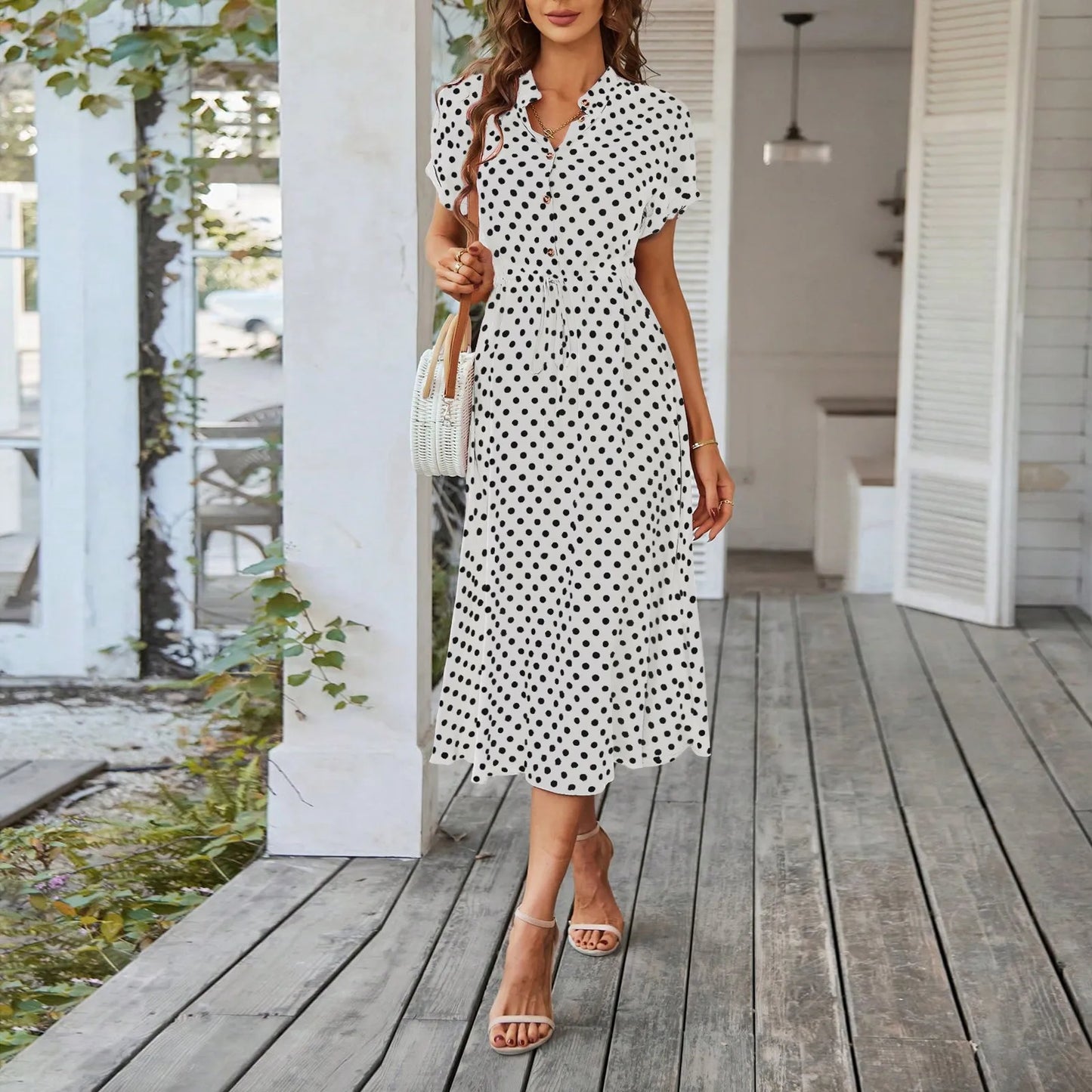 MARISOL POLKA DOT MIDI DRESS